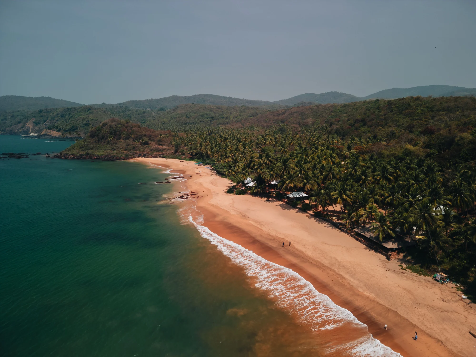 A sweeping palm-lined beach on the Goa coastline